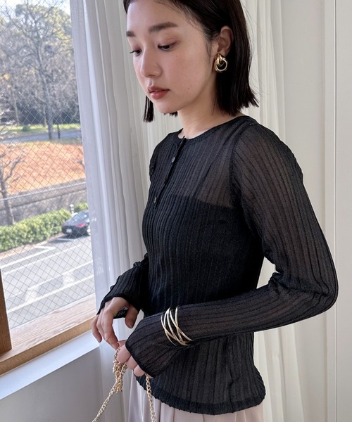 セール】ラメシアーヘンリーネック2wayニット（ニット/セーター