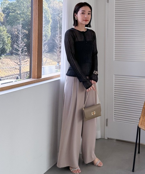 Doux archives（ドゥアルシーヴ）の「ラメシアーヘンリーネック2wayニット（ニット/セーター・レディース・ブラック/オフホワイト/グリーン/イエロー・FREE）」の18枚目の写真