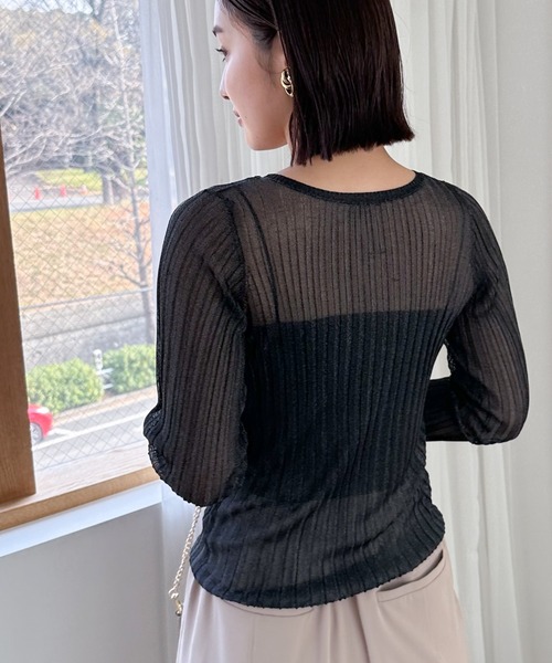 Doux archives（ドゥアルシーヴ）の「ラメシアーヘンリーネック2wayニット（ニット/セーター・レディース・ブラック/オフホワイト/グリーン/イエロー・FREE）」の15枚目の写真