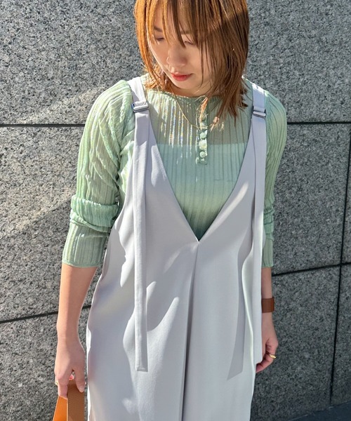 Doux archives（ドゥアルシーヴ）の「ラメシアーヘンリーネック2wayニット（ニット/セーター・レディース・ブラック/オフホワイト/グリーン/イエロー・FREE）」の22枚目の写真