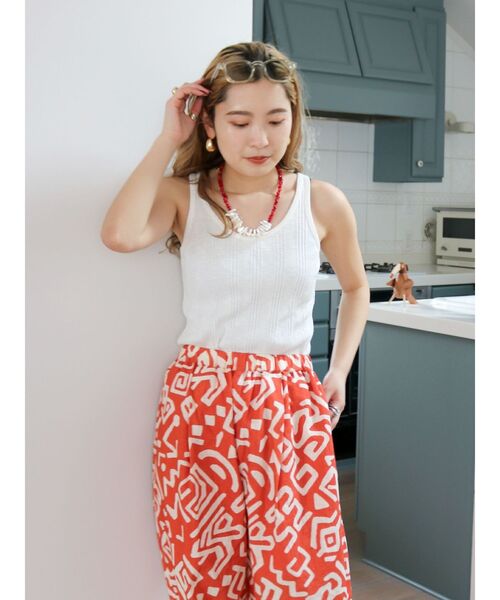 Ungrid（アングリッド）の「ランダムテレコタンクトップ（Tシャツ/カットソー・レディース・チャコールグレー/オフホワイト/パープル/オレンジ・FREE）」の10枚目の写真