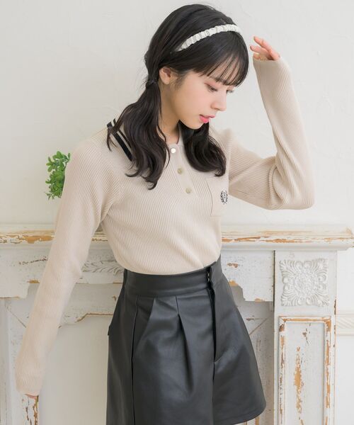 ems excite（エムズエキサイト）の「ポケット付き襟NTPO（ニット/セーター・レディース・ブラック/ピンク/ダークグレー/ナチュラル・FREE）」の17枚目の写真