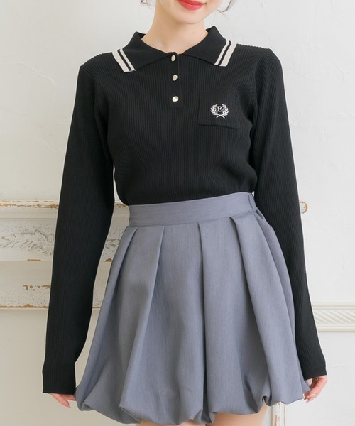 ems excite（エムズエキサイト）の「ポケット付き襟NTPO（ニット/セーター・レディース・ブラック/ピンク/ダークグレー/ナチュラル・FREE）」の6枚目の写真