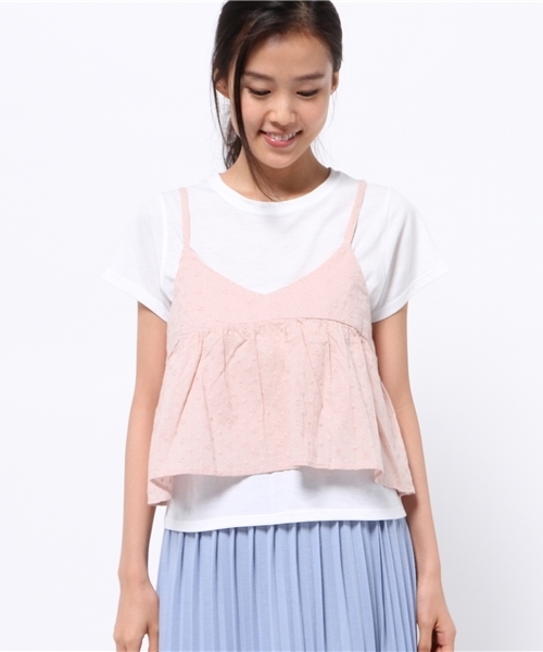 OUTLET(アウトレット)の「【who's who Chico】キャミ付キTシャツ(Tシャツ/カットソー・レディース・ホワイト系その他/ホワイト×ネイビー・FREE)」の10枚目の写真