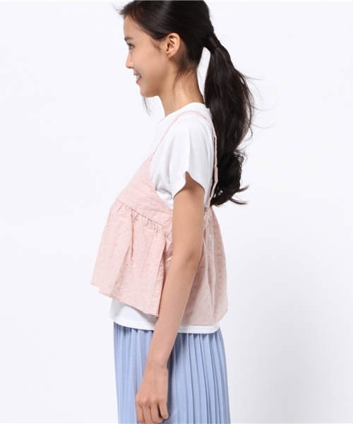 OUTLET(アウトレット)の「【who's who Chico】キャミ付キTシャツ(Tシャツ/カットソー・レディース・ホワイト系その他/ホワイト×ネイビー・FREE)」の11枚目の写真