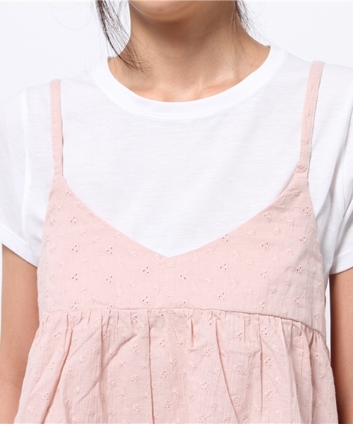 OUTLET(アウトレット)の「【who's who Chico】キャミ付キTシャツ(Tシャツ/カットソー・レディース・ホワイト系その他/ホワイト×ネイビー・FREE)」の4枚目の写真