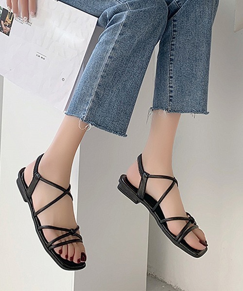 Miniministore（ミニミニストア）の「ストラップサンダル レディース 夏 美脚（サンダル・レディース・アイボリー/ブラック・25.0cm/24.0cm/23.0cm/22.5cm/24.5cm/23.5cm）」の5枚目の写真