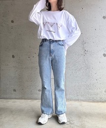 犬プリントロングTシャツ