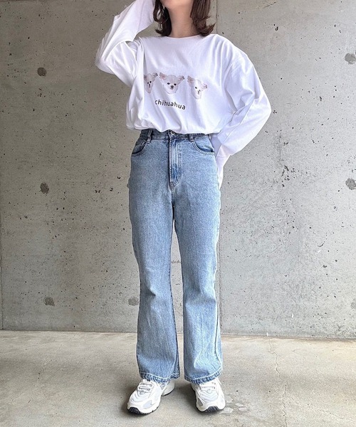 セール】犬プリントロングTシャツ（Tシャツ/カットソー