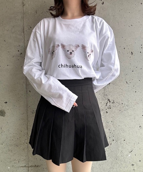 cuorequal(クオレコール)の「犬プリントロングTシャツ(Tシャツ/カットソー・レディース・D/B/E/C/A・L/M/LARGE/MEDIUM/SMALL)」の7枚目の写真