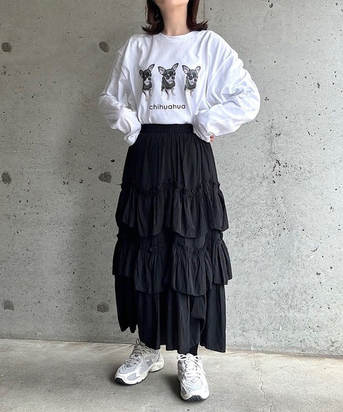 cuorequal(クオレコール)の「犬プリントロングTシャツ(Tシャツ/カットソー・レディース・D/B/E/C/A・L/M/LARGE/MEDIUM/SMALL)」の10枚目の写真