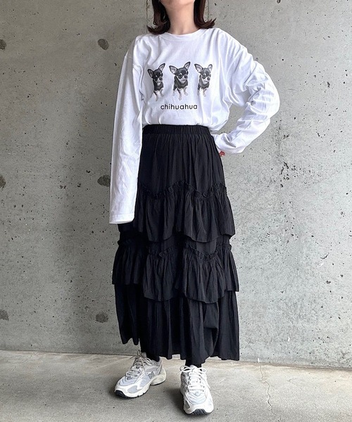cuorequal(クオレコール)の「犬プリントロングTシャツ(Tシャツ/カットソー・レディース・D/B/E/C/A・L/M/LARGE/MEDIUM/SMALL)」の11枚目の写真