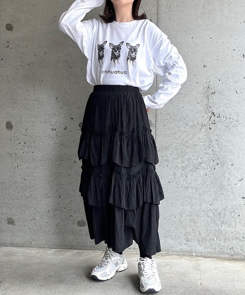 cuorequal(クオレコール)の「犬プリントロングTシャツ(Tシャツ/カットソー・レディース・D/B/E/C/A・L/M/LARGE/MEDIUM/SMALL)」の12枚目の写真
