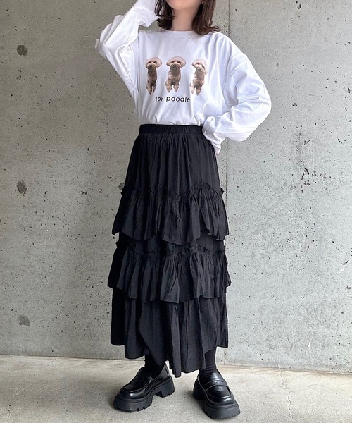 cuorequal(クオレコール)の「犬プリントロングTシャツ(Tシャツ/カットソー・レディース・D/B/E/C/A・L/M/LARGE/MEDIUM/SMALL)」の16枚目の写真