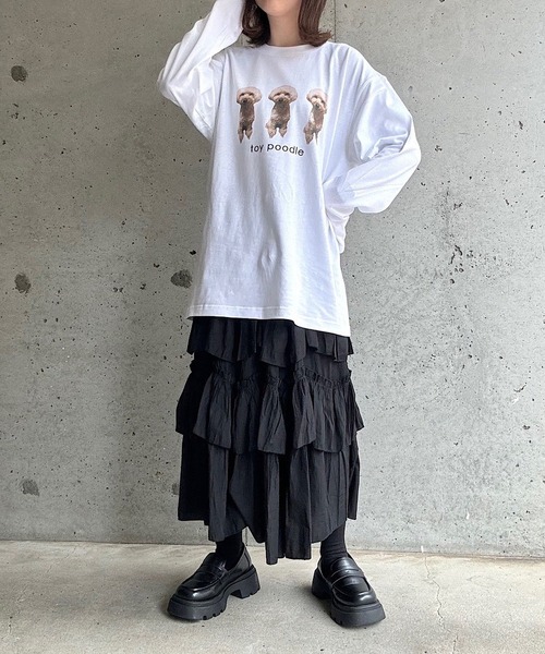 cuorequal(クオレコール)の「犬プリントロングTシャツ(Tシャツ/カットソー・レディース・D/B/E/C/A・L/M/LARGE/MEDIUM/SMALL)」の17枚目の写真