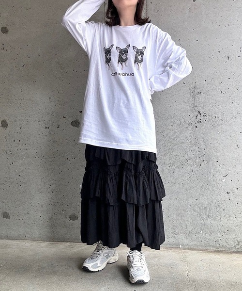 cuorequal(クオレコール)の「犬プリントロングTシャツ(Tシャツ/カットソー・レディース・D/B/E/C/A・L/M/LARGE/MEDIUM/SMALL)」の19枚目の写真