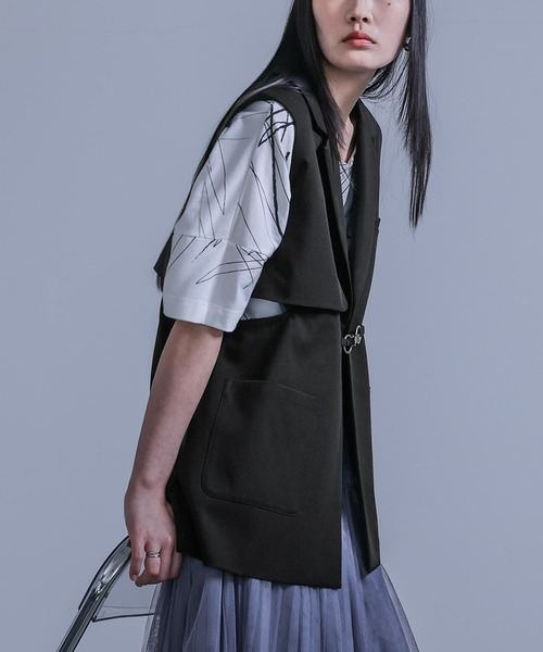 kOhAKU(コハク)の「脇シャーリングジレ(ベスト・レディース・ブラック/グレー・1/2)」の15枚目の写真