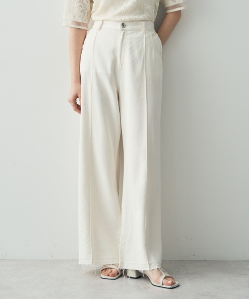 YECCA VECCA(イェッカヴェッカ)の「綿麻バギーツイルパンツ(その他パンツ・レディース・オフホワイト・M/S)」の1枚目の写真