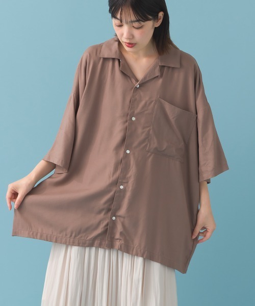 OMNES（オムネス）の「ユニセックス レーヨンアロハシャツ（シャツ/ブラウス・メンズ・ブラウン系その他/ブラック/モカ/ブラック系その他/ブルー系その他・LARGE/MEDIUM）」の16枚目の写真