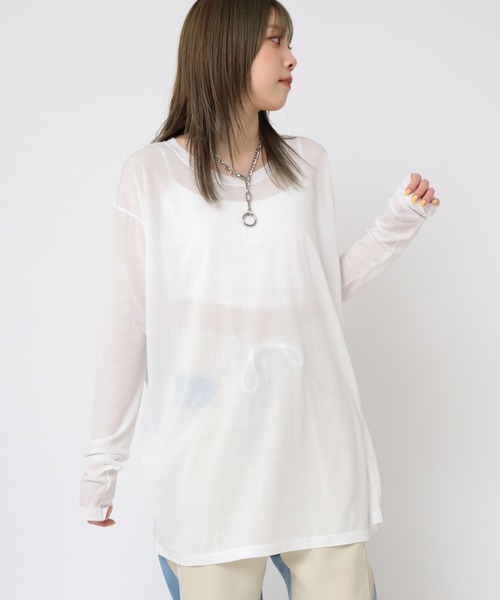RNA(アールエヌエー)の「M2250 シアールーズロンT(Tシャツ/カットソー・レディース・ホワイト/ブラック/オレンジ/ライトブルー/ピンク・MEDIUM)」の1枚目の写真