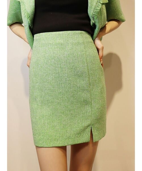 EVRIS（エヴリス）の「サマーツイードミニスカート【セットアップ着用可能】（スカート・レディース・ブラック/ホワイト/グリーン・SMALL/MEDIUM）」の3枚目の写真