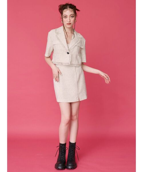 EVRIS（エヴリス）の「サマーツイードミニスカート【セットアップ着用可能】（スカート・レディース・ブラック/ホワイト/グリーン・SMALL/MEDIUM）」の7枚目の写真