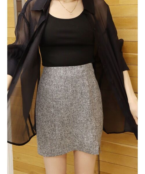 EVRIS（エヴリス）の「サマーツイードミニスカート【セットアップ着用可能】（スカート・レディース・ブラック/ホワイト/グリーン・SMALL/MEDIUM）」の8枚目の写真