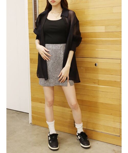 EVRIS（エヴリス）の「サマーツイードミニスカート【セットアップ着用可能】（スカート・レディース・ブラック/ホワイト/グリーン・SMALL/MEDIUM）」の12枚目の写真