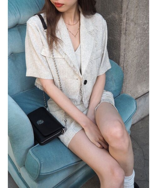 EVRIS（エヴリス）の「サマーツイードミニスカート【セットアップ着用可能】（スカート・レディース・ブラック/ホワイト/グリーン・SMALL/MEDIUM）」の14枚目の写真