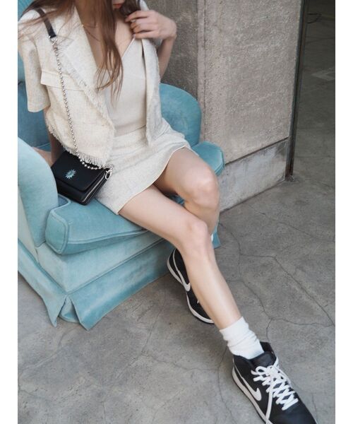 EVRIS（エヴリス）の「サマーツイードミニスカート【セットアップ着用可能】（スカート・レディース・ブラック/ホワイト/グリーン・SMALL/MEDIUM）」の15枚目の写真