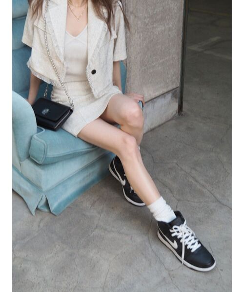 EVRIS（エヴリス）の「サマーツイードミニスカート【セットアップ着用可能】（スカート・レディース・ブラック/ホワイト/グリーン・SMALL/MEDIUM）」の16枚目の写真