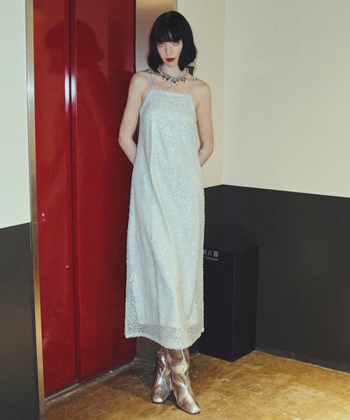 musubore（ムスボレ）の「【 select 】glitter spangle camisole OP / グリッタースパンコールワンピ（ワンピース・レディース・ブルー/ブラック・FREE）」の15枚目の写真