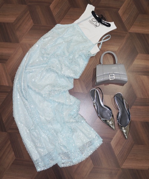 musubore（ムスボレ）の「【 select 】glitter spangle camisole OP / グリッタースパンコールワンピ（ワンピース・レディース・ブルー/ブラック・FREE）」の21枚目の写真