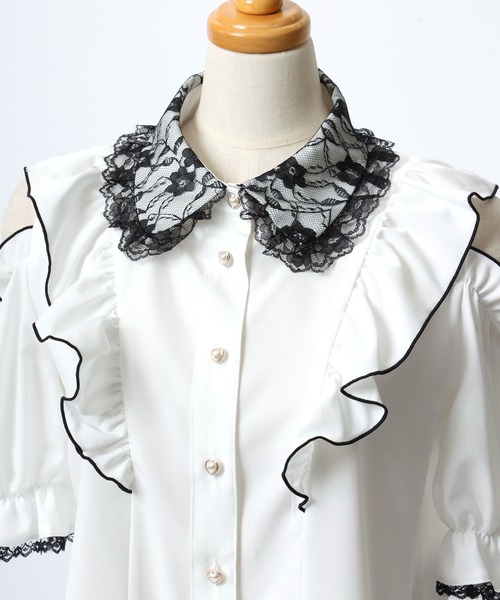 美品 A.P.C. 2,9万円 襟フリルのブラウス ホワイト系 アーペーセー