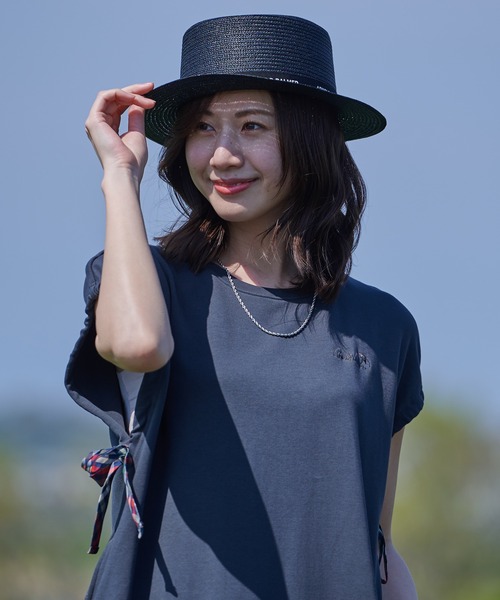 Arnold Palmer（アーノルドパーマー）の「雑材 ロゴ リボン ハット（ハット・レディース・ベージュ/ブラック/アイボリー・F）」の6枚目の写真