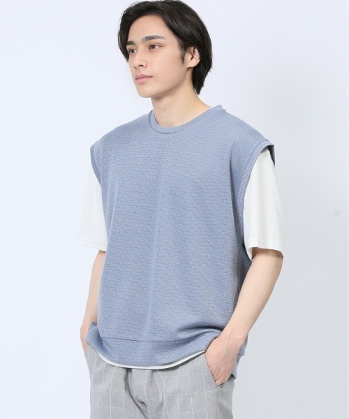 m.f.エディトリアル メンズ クルーネックベスト&半袖Tシャツ アンサンブル（アンサンブル）｜m.f.editorial（エムエフエディトリアル）