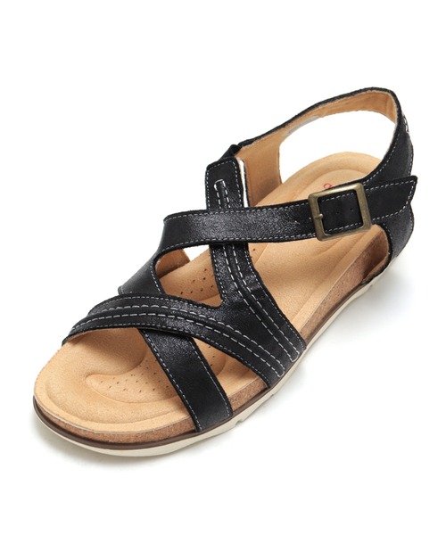 amitie（アミティエ）の「履き口ゴム ふかふかインソールのクロスベルトサンダル（サンダル・レディース・ブラック/ブラウン/ベージュ・L/M/LL/S）」の6枚目の写真