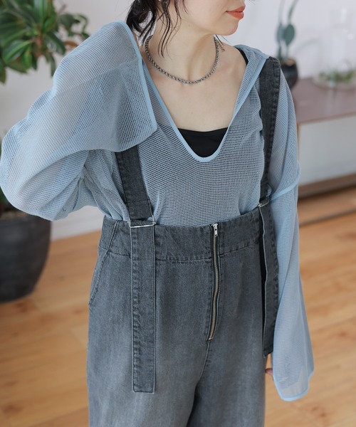 LEPSIM（レプシィム）の「メッシュフーディー　114459（パーカー・レディース・ブラック/サックスブルー/キナリ・FREE）」の9枚目の写真