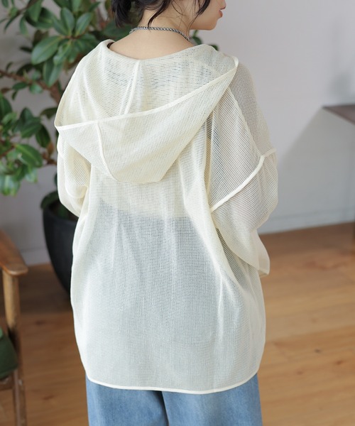 LEPSIM（レプシィム）の「メッシュフーディー　114459（パーカー・レディース・ブラック/サックスブルー/キナリ・FREE）」の6枚目の写真