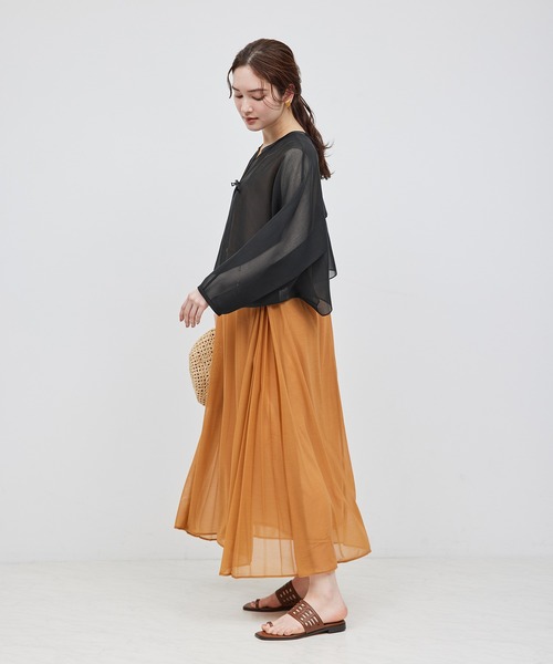 ROPE'（ロペ）の「シアーライトカーディーライク羽織りシャツ（シャツ/ブラウス・レディース・ブラック/オフホワイト・FREE）」の16枚目の写真