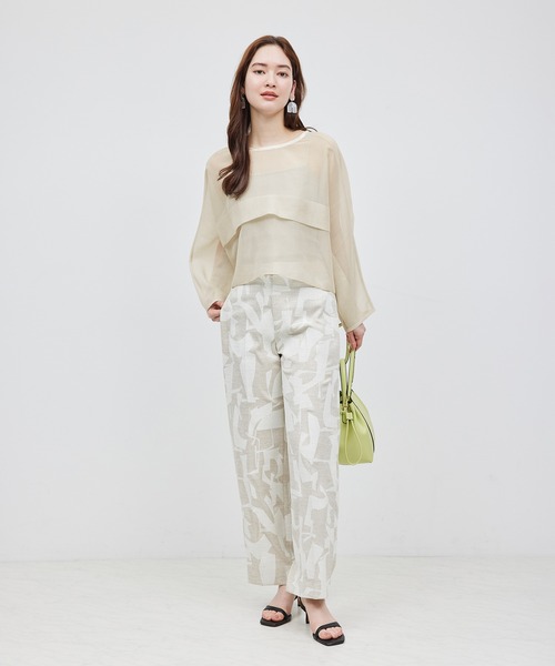 ROPE'（ロペ）の「シアーライトカーディーライク羽織りシャツ（シャツ/ブラウス・レディース・ブラック/オフホワイト・FREE）」の10枚目の写真