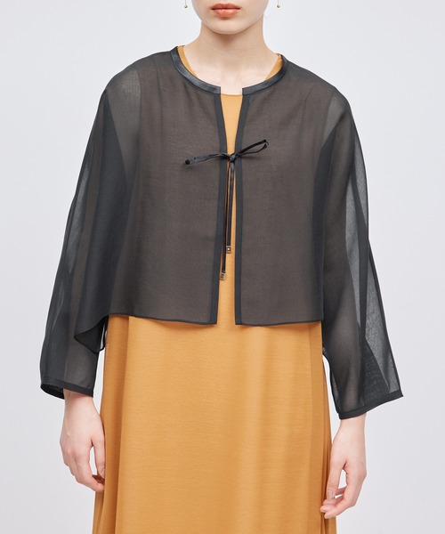 ROPE'（ロペ）の「シアーライトカーディーライク羽織りシャツ（シャツ/ブラウス・レディース・ブラック/オフホワイト・FREE）」の13枚目の写真