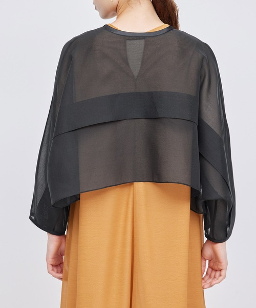 ROPE'（ロペ）の「シアーライトカーディーライク羽織りシャツ（シャツ/ブラウス・レディース・ブラック/オフホワイト・FREE）」の3枚目の写真