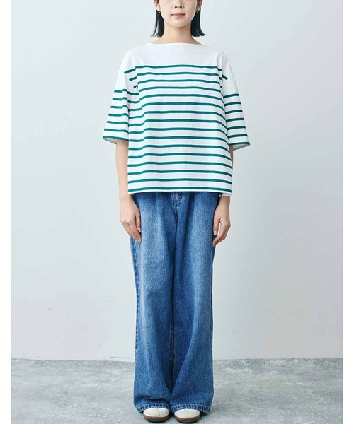 THREE FIFTY STANDARD(スリーフィフティースタンダード)の「THREE FIFTY STANDARD パネルボーダーTシャツ(Tシャツ/カットソー・レディース・ホワイト×グリーン/ホワイト×ブルー/ホワイト×ブラック・MEDIUM/LARGE/XX-LARGE)」の16枚目の写真