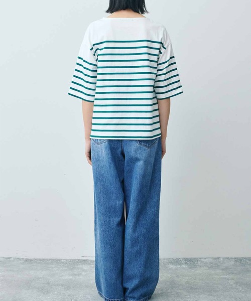THREE FIFTY STANDARD(スリーフィフティースタンダード)の「THREE FIFTY STANDARD パネルボーダーTシャツ(Tシャツ/カットソー・レディース・ホワイト×グリーン/ホワイト×ブルー/ホワイト×ブラック・MEDIUM/LARGE/XX-LARGE)」の18枚目の写真