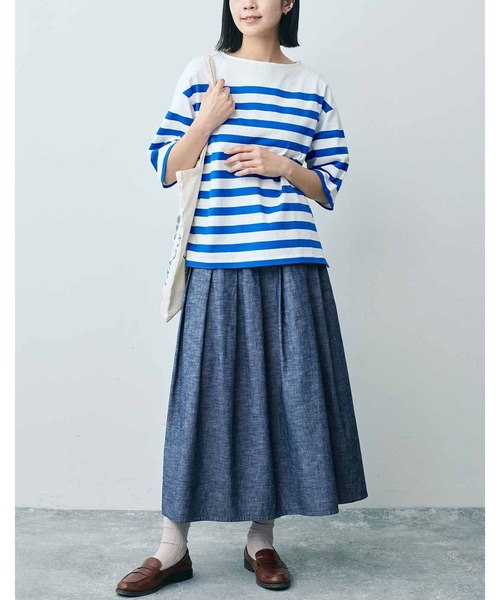 THREE FIFTY STANDARD(スリーフィフティースタンダード)の「THREE FIFTY STANDARD パネルボーダーTシャツ(Tシャツ/カットソー・レディース・ホワイト×グリーン/ホワイト×ブルー/ホワイト×ブラック・MEDIUM/LARGE/XX-LARGE)」の19枚目の写真