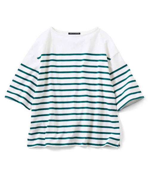 THREE FIFTY STANDARD(スリーフィフティースタンダード)の「THREE FIFTY STANDARD パネルボーダーTシャツ(Tシャツ/カットソー・レディース・ホワイト×グリーン/ホワイト×ブルー/ホワイト×ブラック・MEDIUM/LARGE/XX-LARGE)」の9枚目の写真