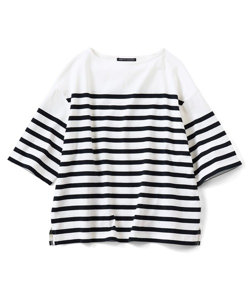 THREE FIFTY STANDARD(スリーフィフティースタンダード)の「THREE FIFTY STANDARD パネルボーダーTシャツ(Tシャツ/カットソー・レディース・ホワイト×グリーン/ホワイト×ブルー/ホワイト×ブラック・MEDIUM/LARGE/XX-LARGE)」の11枚目の写真