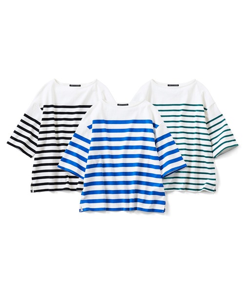 THREE FIFTY STANDARD(スリーフィフティースタンダード)の「THREE FIFTY STANDARD パネルボーダーTシャツ(Tシャツ/カットソー・レディース・ホワイト×グリーン/ホワイト×ブルー/ホワイト×ブラック・MEDIUM/LARGE/XX-LARGE)」の12枚目の写真