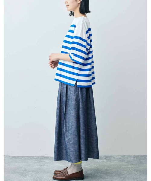 THREE FIFTY STANDARD(スリーフィフティースタンダード)の「THREE FIFTY STANDARD パネルボーダーTシャツ(Tシャツ/カットソー・レディース・ホワイト×グリーン/ホワイト×ブルー/ホワイト×ブラック・MEDIUM/LARGE/XX-LARGE)」の21枚目の写真